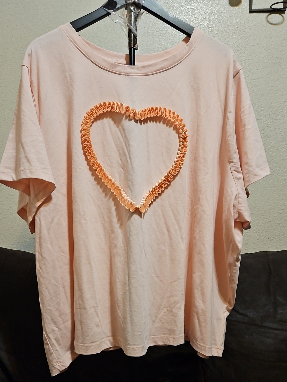 a new day Pale Pink Short Sleeve Tee with Ruffled Heart